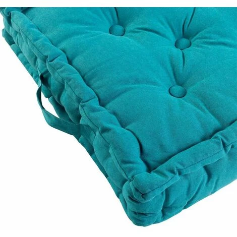 Paris Prix - Coussin De Sol Déco "panama" 45x45cm Bleu 2 Paris Prix - Coussin De Sol Déco "panama" 45x45cm Bleu – Image 2