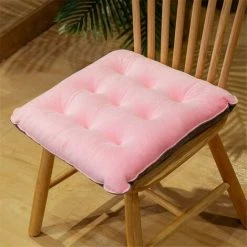 ECHOO Lot De 2 Coussins D'assise, Coussins De Chaise Avec Rubans, Coussins Velours, Coussin D'assise, Coussin De Chaise Pour Intérieur Et Extérieur (rose, Carré 40x40 Cm)