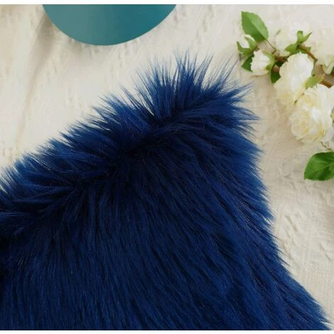 ECHOO Peluche Fausse Fourrure Carré Décoratif Taie D'oreiller Housse De Coussin Nouvelle Série De Luxe Pour Salon Canapé Canapé Lit De Pépinière Décor à La Maison 18x18 Pouces Bleu Foncé 2 ECHOO Peluche Fausse Fourrure Carré Décoratif Taie D'oreiller Housse De Coussin Nouvelle Série De Luxe Pour Salon Canapé Canapé Lit De Pépinière Décor à La Maison 18x18 Pouces Bleu Foncé – Image 2