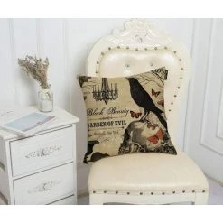 ECHOO Lot De 4 Housses De Coussin D'halloween Vintage Pour Hibou/corbeau/citrouille/crâne Housses De Coussin Housses De Coussin D'halloween 18 X 18 Pouces -France Coussin et housse de coussin Soldes Boutique 38715612 3