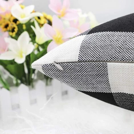 AIDUCHO Lot De 2 Housses De Coussin à Carreaux à Carreaux De Ferme Buffalo Housse De Coussin En Lin En Polyester Pour La Décoration D'automne En Noir Et Blanc 3 AIDUCHO Lot De 2 Housses De Coussin à Carreaux à Carreaux De Ferme Buffalo Housse De Coussin En Lin En Polyester Pour La Décoration D'automne En Noir Et Blanc – Image 3