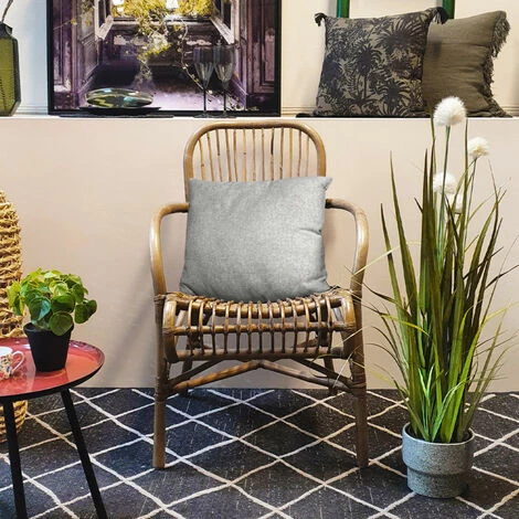 MEUBLETMOI Coussin Chambray En Polyester Gris Clair 45 X 45 Cm - BES 4841 - Gris 2 MEUBLETMOI Coussin Chambray En Polyester Gris Clair 45 X 45 Cm - BES 4841 - Gris – Image 2