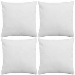 HAPPYSHOPPING Housses De Coussin 4 Pcs Aspect De Lin Blanc 50x50 Cm