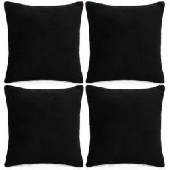 HAPPYSHOPPING Housse De Coussin 4 Pcs Velours 40 X 40 Cm Noir