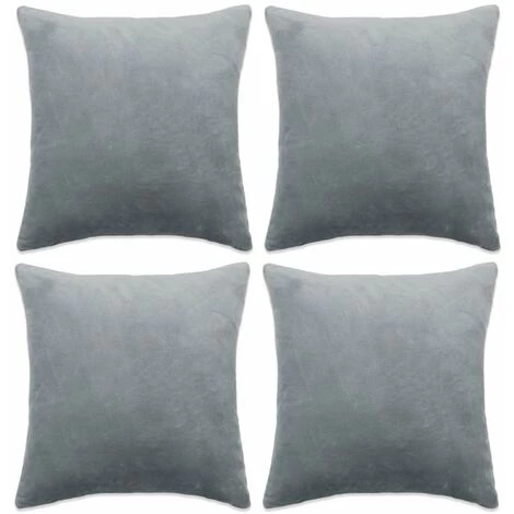 HAPPYSHOPPING Housse De Coussin 4 Pcs Velours 50 X 50 Cm Gris 1 HAPPYSHOPPING Housse De Coussin 4 Pcs Velours 50 X 50 Cm Gris