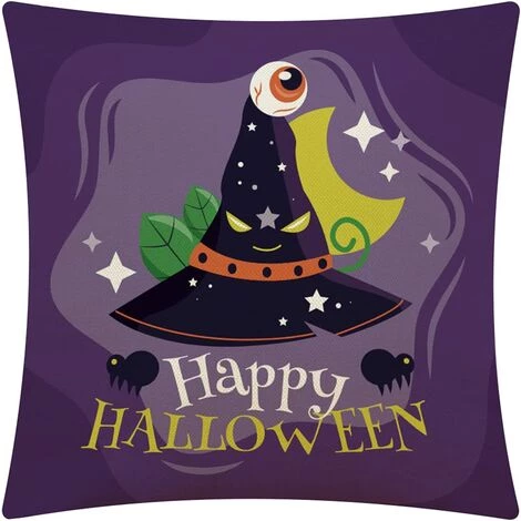 BRIDAY Taie D'oreiller Halloween 45,72 X 45,72 Cm, Housse De Coussin Décorative Carrée Château Chauve-souris Citrouille Design Canapé Chambre Décoration De Voiture (violet) 4 BRIDAY Taie D'oreiller Halloween 45,72 X 45,72 Cm, Housse De Coussin Décorative Carrée Château Chauve-souris Citrouille Design Canapé Chambre Décoration De Voiture (violet) – Image 4
