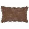 MOORISH IDOL AVORIAZ VELOURS - Housse Coussin - Contour Pompons - Rectangulaire - 50x30 CM - Bois De Rose Pompons Ecorce