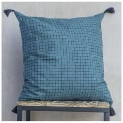 MOORISH IDOL CARO - Housse De Coussin - Imprimé Petits Carreaux - Style Vintage - 4 Pompons - 100% Coton - Carrée - 50X50 CM - Pétrole Whashed Black Pompons Washed Black 6 MOORISH IDOL CARO - Housse De Coussin - Imprimé Petits Carreaux - Style Vintage - 4 Pompons - 100% Coton - Carrée - 50X50 CM - Pétrole Whashed Black Pompons Washed Black -France Coussin et housse de coussin Soldes Boutique 39514126 3