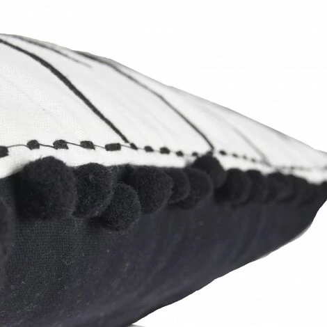 MOORISH IDOL ESSAOUIRA - Housse De Coussin - Motif Tribal Original Et Pompons - Fabrication Artisanale En Inde - Lavable En Machine 30°C - Naturel - 50x30 CM 2 MOORISH IDOL ESSAOUIRA - Housse De Coussin - Motif Tribal Original Et Pompons - Fabrication Artisanale En Inde - Lavable En Machine 30°C - Naturel - 50x30 CM – Image 2