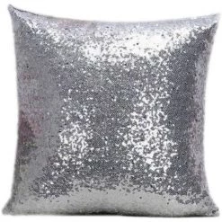 ECHOO 1x Paillettes De Mode Coussin De Couleur Pure Canapé Carré Canapé-lit Déco Paillettes Taie D'oreiller 40 * 40cm Pour Home Office Café Hôtel Ou Restaurant, Série De Housses De Coussin, Argent