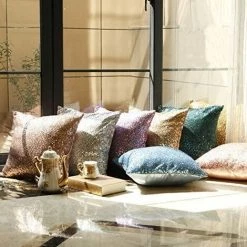 ECHOO 1x Paillettes De Mode Coussin De Couleur Pure Canapé Carré Canapé-lit Déco Paillettes Taie D'oreiller 40 * 40cm Pour Home Office Café Hôtel Ou Restaurant, Série De Housses De Coussin, Argent -France Coussin et housse de coussin Soldes Boutique 39606247 4
