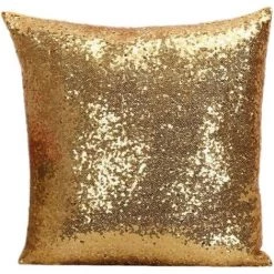 ECHOO 1x Paillettes De Mode Coussin De Couleur Pure Canapé Carré Canapé-lit Déco Paillettes Taie D'oreiller 40 * 40cm Pour Home Office Café Hôtel Ou Restaurant, Série De Housses De Coussin, Or