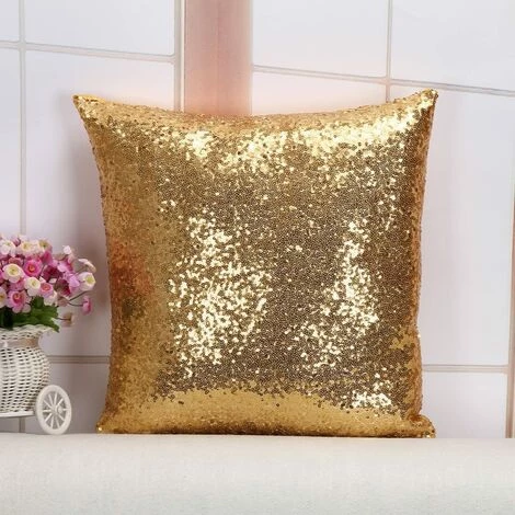ECHOO 1x Paillettes De Mode Coussin De Couleur Pure Canapé Carré Canapé-lit Déco Paillettes Taie D'oreiller 40 * 40cm Pour Home Office Café Hôtel Ou Restaurant, Série De Housses De Coussin, Or 2 ECHOO 1x Paillettes De Mode Coussin De Couleur Pure Canapé Carré Canapé-lit Déco Paillettes Taie D'oreiller 40 * 40cm Pour Home Office Café Hôtel Ou Restaurant, Série De Housses De Coussin, Or – Image 2