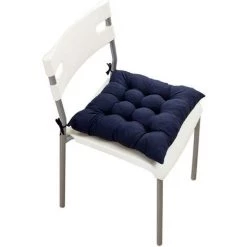 ILOVEMILAN Lot De 4 Coussins De Chaise Antidérapants Avec Attaches - 40 X 40 Cm - Rembourrage En Coton Perlé épais Et Respirant - Pour Salle à Manger, Salon, Cuisine, Bureau - Bleu Marine -France Coussin et housse de coussin Soldes Boutique 39636939 4