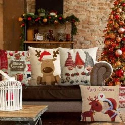 AIDUCHO 4PCS Thème De Noël Housse De Coussin,Taie D'oreiller De Flocon De Neige,Taie D'oreiller De Noël,Noël Housse De Coussin,Oreiller De Noël,Taie D'oreiller De Noel Pour Canape - Jaune -France Coussin et housse de coussin Soldes Boutique 39670109 4