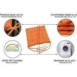 TRIOMPHE Set De 4 Coussins De Chaise Pour Le Jardin, 40x40 Cm, Orange 6 TRIOMPHE Set De 4 Coussins De Chaise Pour Le Jardin, 40x40 Cm, Orange -France Coussin et housse de coussin Soldes Boutique 39710175 2