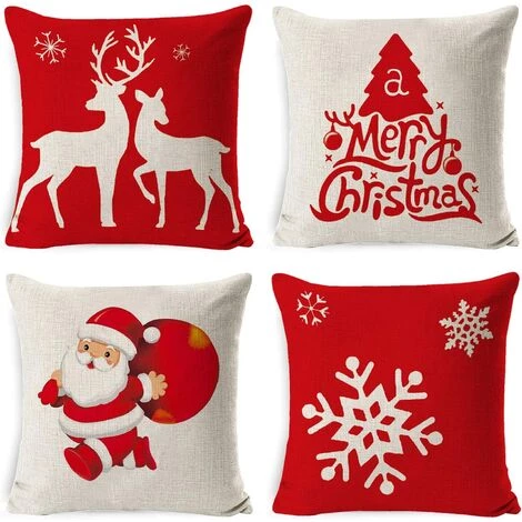 ECHOO 4 Pièces De Taie D'oreiller De Noël Housse De Coussin En Coton Et Lin Dessin Animé Mignon Décoration D'oreiller De Noël Canapé De Voiture 45x45 Cm (noyau D'oreiller Non Inclus)A 1 ECHOO 4 Pièces De Taie D'oreiller De Noël Housse De Coussin En Coton Et Lin Dessin Animé Mignon Décoration D'oreiller De Noël Canapé De Voiture 45x45 Cm (noyau D'oreiller Non Inclus)A