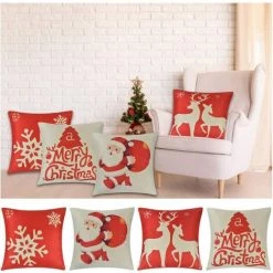 ECHOO 4 Pièces De Taie D'oreiller De Noël Housse De Coussin En Coton Et Lin Dessin Animé Mignon Décoration D'oreiller De Noël Canapé De Voiture 45x45 Cm (noyau D'oreiller Non Inclus)A 8 ECHOO 4 Pièces De Taie D'oreiller De Noël Housse De Coussin En Coton Et Lin Dessin Animé Mignon Décoration D'oreiller De Noël Canapé De Voiture 45x45 Cm (noyau D'oreiller Non Inclus)A -France Coussin et housse de coussin Soldes Boutique 39711809 4