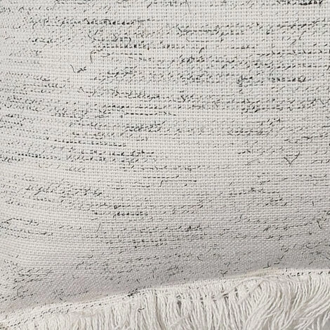 MEUBLETMOI Lot De 2 Coussins à Franges En Coton Naturel 40 X 40 Cm - YAKARI 3709 - Blanc 3 MEUBLETMOI Lot De 2 Coussins à Franges En Coton Naturel 40 X 40 Cm - YAKARI 3709 - Blanc – Image 3