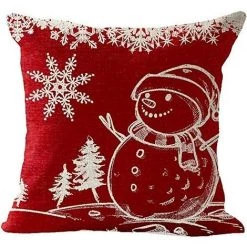 Housses De Coussin Joyeux Noël Lot De 4 En Coton Et Lin Taie D'oreiller L'hiver Noël Wapiti Château Bonhomme De Neige Modèle Décoration Pour Canapé Chambre Maison 45 X 45 Cm GrooFoo -France Coussin et housse de coussin Soldes Boutique 39917918 3