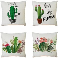 Housses De Coussin Lot De 1 Housse Coussin De Canapé Polyester Impression Cactus Série Decoration Canapé Maison Chambre Lit Taie D'oreiller 18x18 Pouces 45X45cm-c GrooFoo -France Coussin et housse de coussin Soldes Boutique 39992605 5