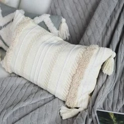 BEARSU Housses De Coussin Modernes - Simples Et Géométriques - Tricotées - Décoratives - Beige - Pour Canapé Et Salon -France Coussin et housse de coussin Soldes Boutique 40002203 3