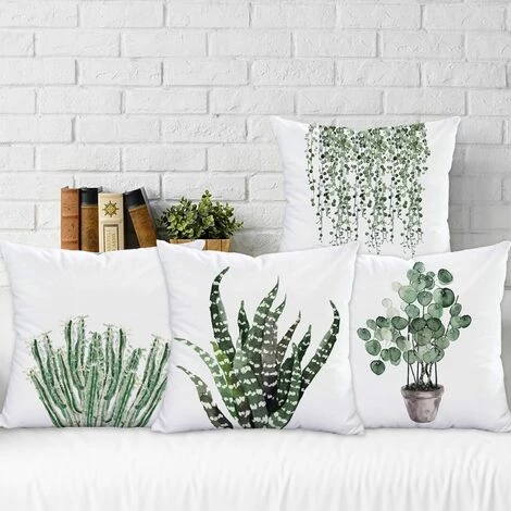 BARES Housse De Coussin Ensemble De 4 Plantes Vertes Housse De Coussin Décoratif Housse De Coussin Carrée Housse De Coussin 2 BARES Housse De Coussin Ensemble De 4 Plantes Vertes Housse De Coussin Décoratif Housse De Coussin Carrée Housse De Coussin – Image 2