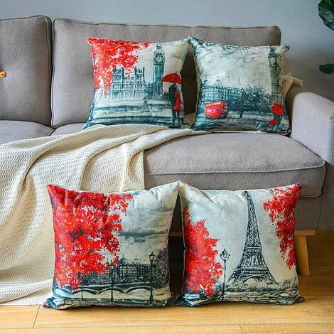 ILOVEMILAN 4 Pièces Ensemble Feuille érable Couple Saint Valentin Peinture à Huile Série Lin Housse De Coussin Voiture Canapé Coussins 45*45 Cm 2 ILOVEMILAN 4 Pièces Ensemble Feuille érable Couple Saint Valentin Peinture à Huile Série Lin Housse De Coussin Voiture Canapé Coussins 45*45 Cm – Image 2