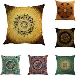 ILOVEMILAN 2 Taies Oreiller Aspect Lin 45x45cm Pour Décorer Coussins, Oreillers, Coussins De Canapé, Housses De Coussins, Imprimés Mandalas Et Styles Ethniques -France Coussin et housse de coussin Soldes Boutique 40103695 4
