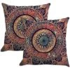 ILOVEMILAN 2 Taies Oreiller Aspect Lin Utilisées Pour La Décoration Oreillers, Oreillers, De Coussins De Canapé, De Taies Oreiller, Imprimés De Mandala Et De Style Ethnique Bohème De Plage