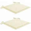 HAPPYSHOPPING Coussins De Chaise De Jardin 2 Pcs Creme 40x40x4 Cm Tissu