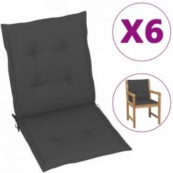 HAPPYSHOPPING Coussins De Chaise De Jardin 6 Pcs Anthracite 100x50x4 Cm