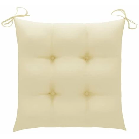 HAPPYSHOPPING Coussins De Chaise 2 Pcs Blanc Creme 40x40x7 Cm Tissu 2 HAPPYSHOPPING Coussins De Chaise 2 Pcs Blanc Creme 40x40x7 Cm Tissu – Image 2