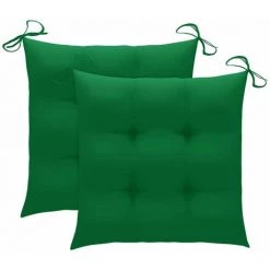 HAPPYSHOPPING Coussins De Chaise 2 Pcs Vert 40x40x7 Cm Tissu