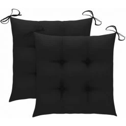 HAPPYSHOPPING Coussins De Chaise 2 Pcs Noir 40x40x7 Cm Tissu