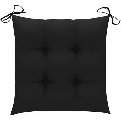 HAPPYSHOPPING Coussins De Chaise 2 Pcs Noir 40x40x7 Cm Tissu 2 HAPPYSHOPPING Coussins De Chaise 2 Pcs Noir 40x40x7 Cm Tissu – Image 2