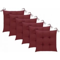 HAPPYSHOPPING Coussins De Chaise 6 Pcs Bordeaux 50x50x7 Cm Tissu