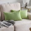 SUNFLOWER Housses De Coussin Rectangulaires En Velours Côtelé Rayé 2 Pièces Pour Housses De Coussin Lombaire De Canapé, Vert Pomme