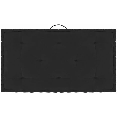 HAPPYSHOPPING Coussin De Plancher De Palette Noir 73x40x7 Cm Coton 1 HAPPYSHOPPING Coussin De Plancher De Palette Noir 73x40x7 Cm Coton