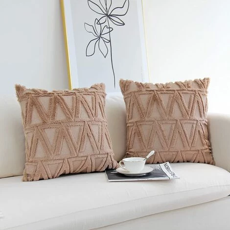 SUN FLOWER 2 Pièces En Peluche Courte Laine Velours Décoratif Coussin Couvre Style De Luxe Housse De Coussin Fausse Fourrure Moelleux Taies D'oreiller Pour Canapé Chambre Kaki 2 SUN FLOWER 2 Pièces En Peluche Courte Laine Velours Décoratif Coussin Couvre Style De Luxe Housse De Coussin Fausse Fourrure Moelleux Taies D'oreiller Pour Canapé Chambre Kaki – Image 2