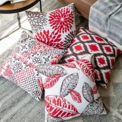 SUN FLOWER Housse De Coussin Décorative 4 Pièces, Bleu Et Noir, 45x45cm, Rouge -France Coussin et housse de coussin Soldes Boutique 40892352 3