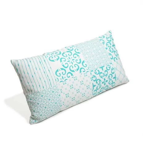 HOMEMAISON Coussin En Coton Imprimé "Azulejos" Turquoise 30 X 60 Cm - Turquoise 1 HOMEMAISON Coussin En Coton Imprimé "Azulejos" Turquoise 30 X 60 Cm - Turquoise
