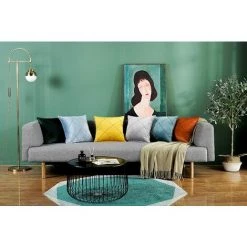 SUN FLOWER 2 Pièces Velours Housses De Coussin Canapé Décoration Doux Carré Housse De Coussin Style Nordique Solide Couverture à Carreaux Pour Chambre Salon Voiture Extérieur Canapé Lit Chaise 45x45 (Jaune) -France Coussin et housse de coussin Soldes Boutique 41306401 5