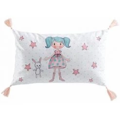 Paris Prix - Coussin Déco Imprimé "zoe" 30x50cm Blanc