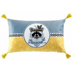 Paris Prix - Coussin Déco Imprimé "filou" 30x50cm Gris & Jaune