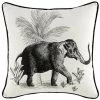 Paris Prix - Coussin Déco à Motifs "elephantis" 45x45cm Blanc