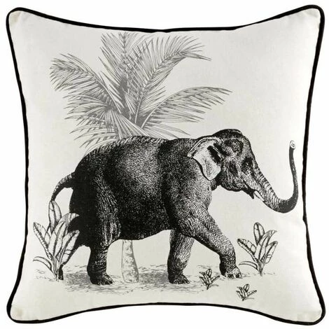 Paris Prix - Coussin Déco à Motifs "elephantis" 45x45cm Blanc 1 Paris Prix - Coussin Déco à Motifs "elephantis" 45x45cm Blanc