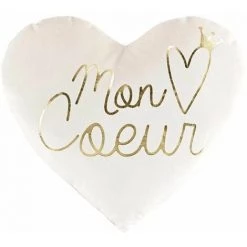 Paris Prix - Coussin Enfant Cœur "little Love" 38x40cm Blanc