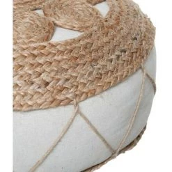 Pouf En Jute Ajouré 43x18 Atmosphera - Naturel Clair - Naturel Et Crème -France Coussin et housse de coussin Soldes Boutique 41392088 3