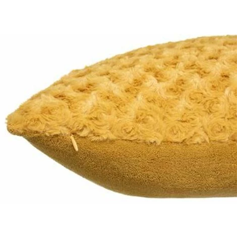 ATMOSPHERA, CRATEUR D'INTRIEUR Coussin Imitation Fourrure "Bouclée" 45x45cm Ocre 3 ATMOSPHERA, CRATEUR D'INTRIEUR Coussin Imitation Fourrure "Bouclée" 45x45cm Ocre – Image 3